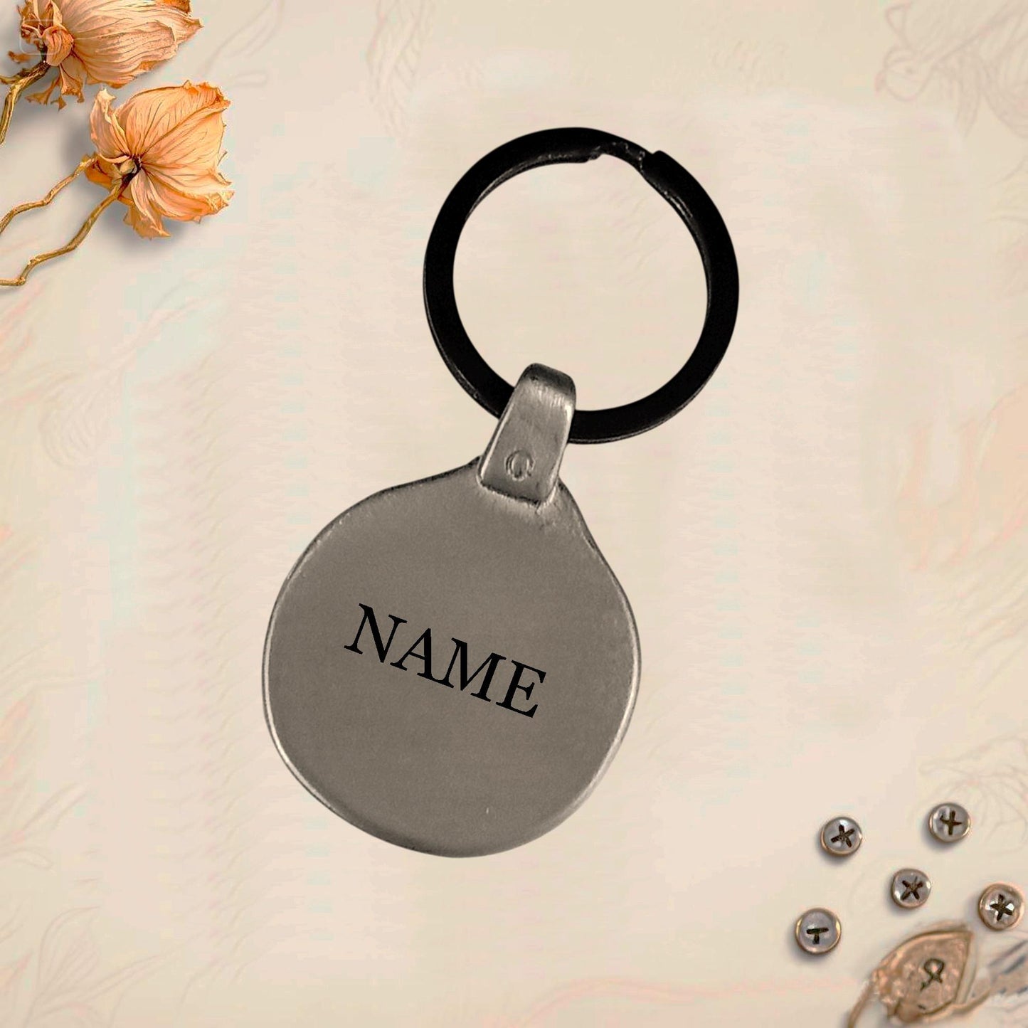 Personalized Vintage Birthday Keychain C5 | Engraved Metal