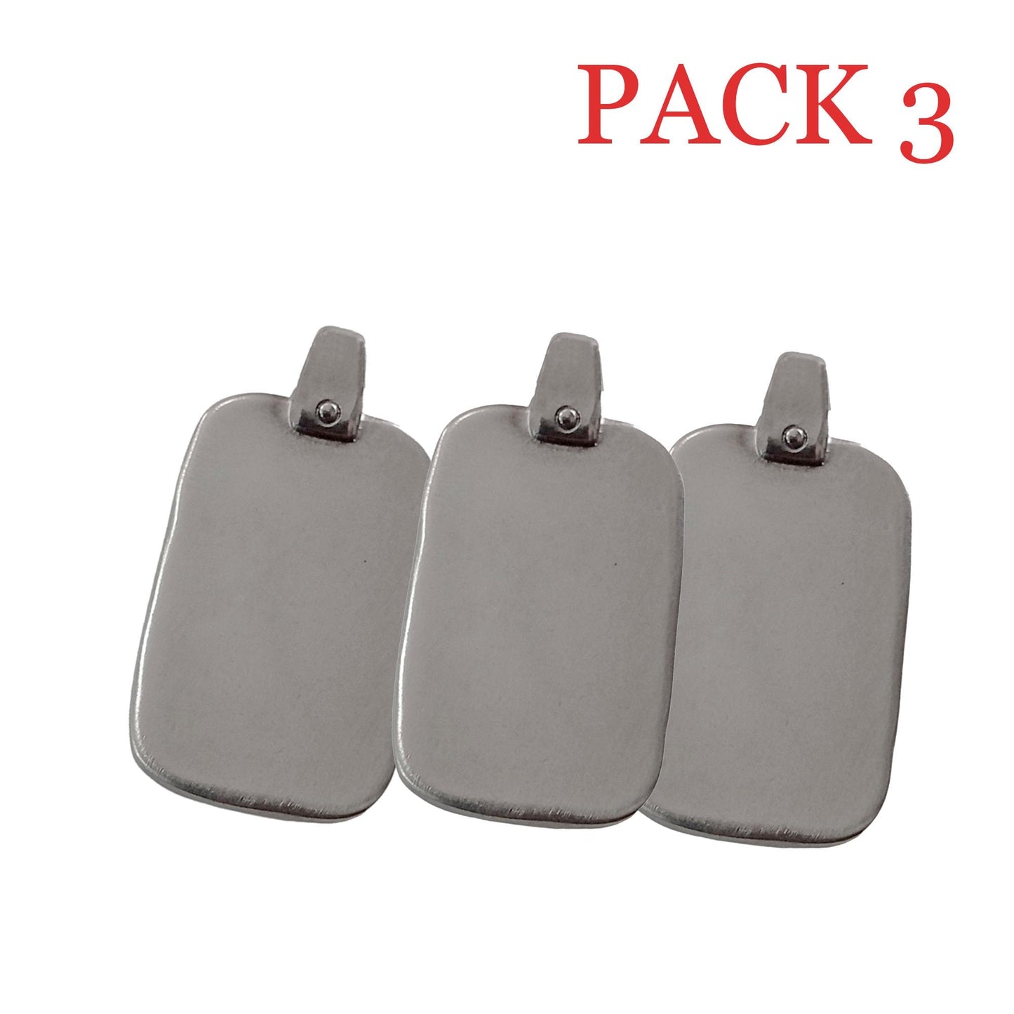 Blank Metal Keychain Bases Pack 3 | Rectangular Zinc Plates for Engraving