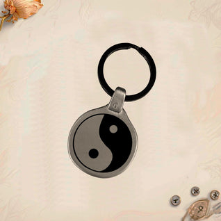 Buddhist Symbol Keychain B01 | Vintage Engraved Circular Metal