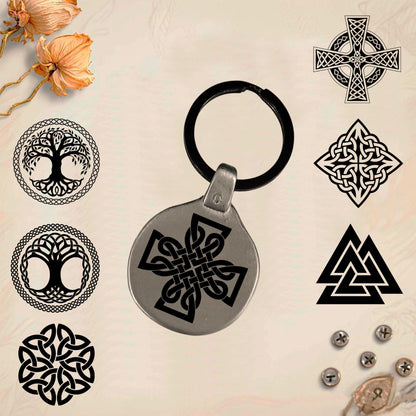 Vintage Celtic Symbol Keychain C11 - Handmade Zinc Amulet