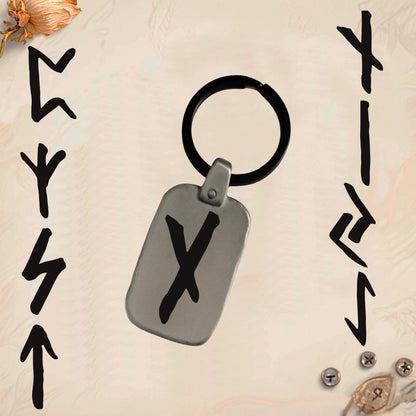 Vintage Celtic Symbol Keychain C25 - Handmade Rectangular Zinc Amulet