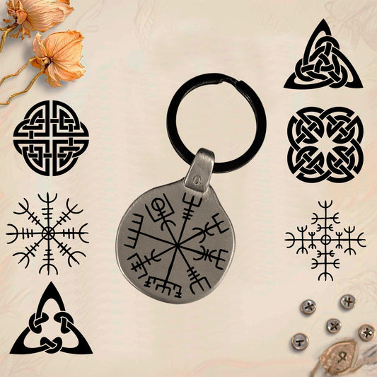 Vintage Celtic Symbol Keychain C12 - Handmade Zinc Amulet