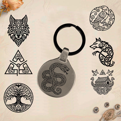 Vintage Celtic Symbol Keychain C35 - Handmade Zinc Amulet