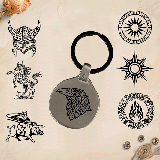 Vintage Celtic Symbol Keychain C36 - Handmade Zinc Amulet