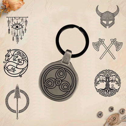 Vintage Celtic Symbol Keychain C27 - Handmade Zinc Amulet