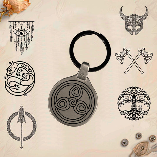 Vintage Celtic Symbol Keychain C27 - Handmade Zinc Amulet