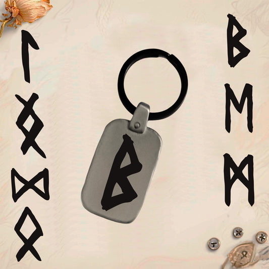 Vintage Celtic Symbol Keychain C26 - Handmade Rectangular Zinc Amulet