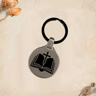 Christian Religion Keychain P01 | Vintage Engraved Circular Metal