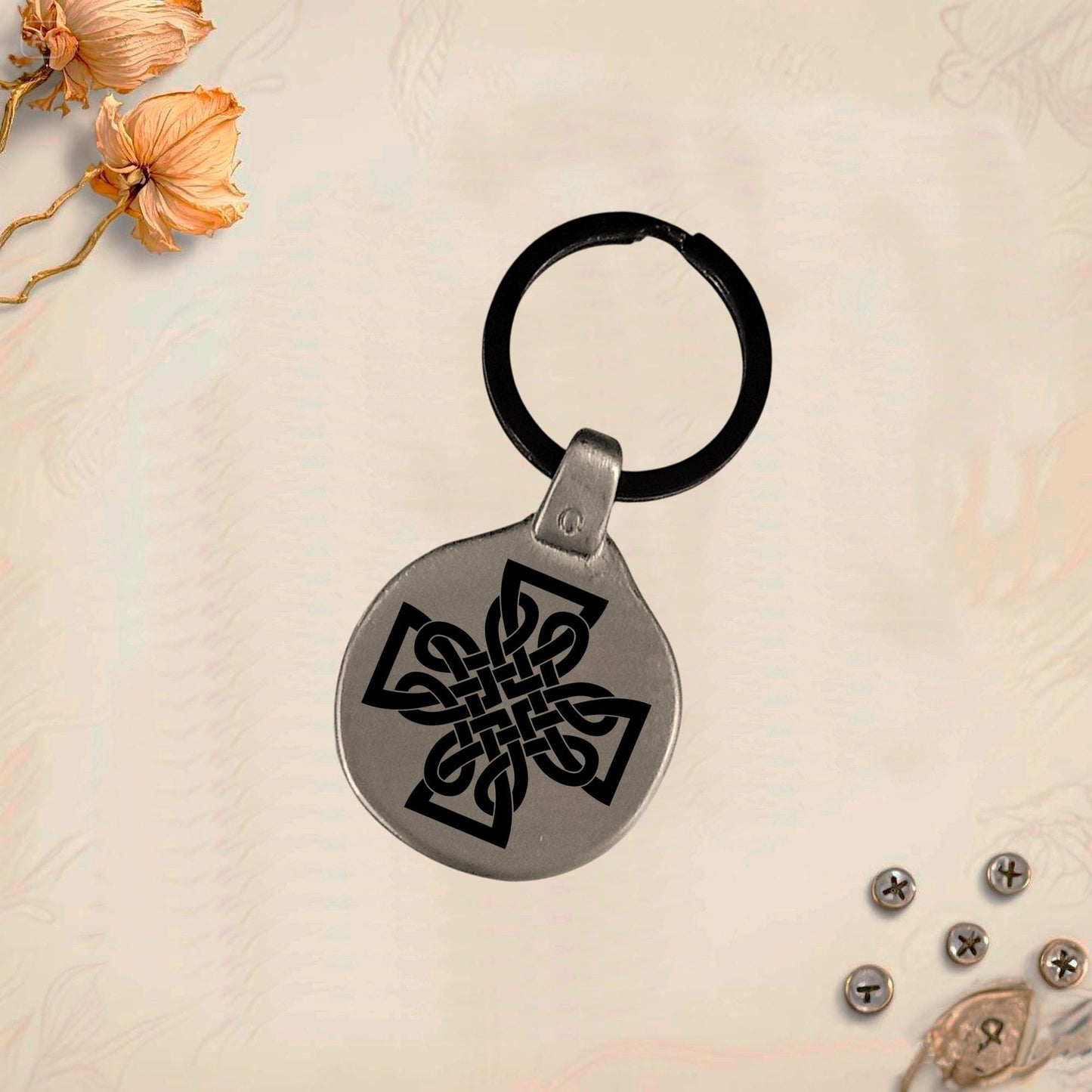 Vintage Celtic Symbol Keychain C11 - Handmade Zinc Amulet