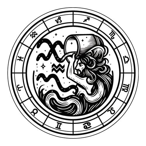 Personalized Aquarius Zodiac Keychain | Engraved Metal