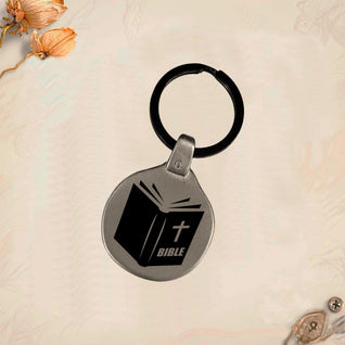 Christian Religion Keychain P01 | Vintage Engraved Circular Metal