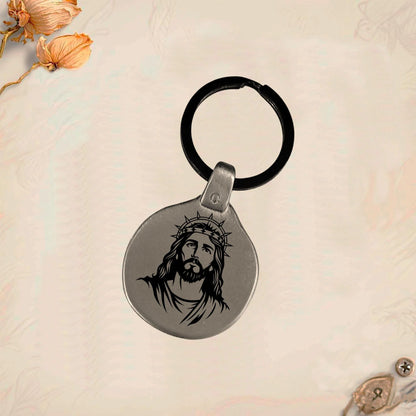 Jesus Symbol Keychain JC1 | Vintage Engraved Circular Metal