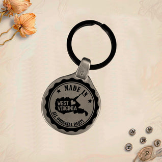 Vintage USA Keychain West Virginia Wisconsin Wyoming | Engraved Metal