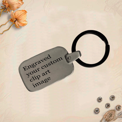Custom Photo Keychain VK3 | Personalized Horizontal Engraved Metal Pendant