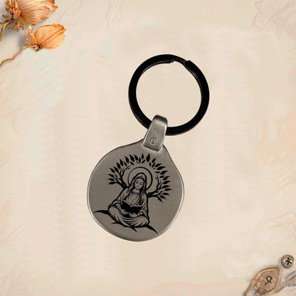 Virgin Mary Keychain MA1 | Vintage Engraved Circular Metal