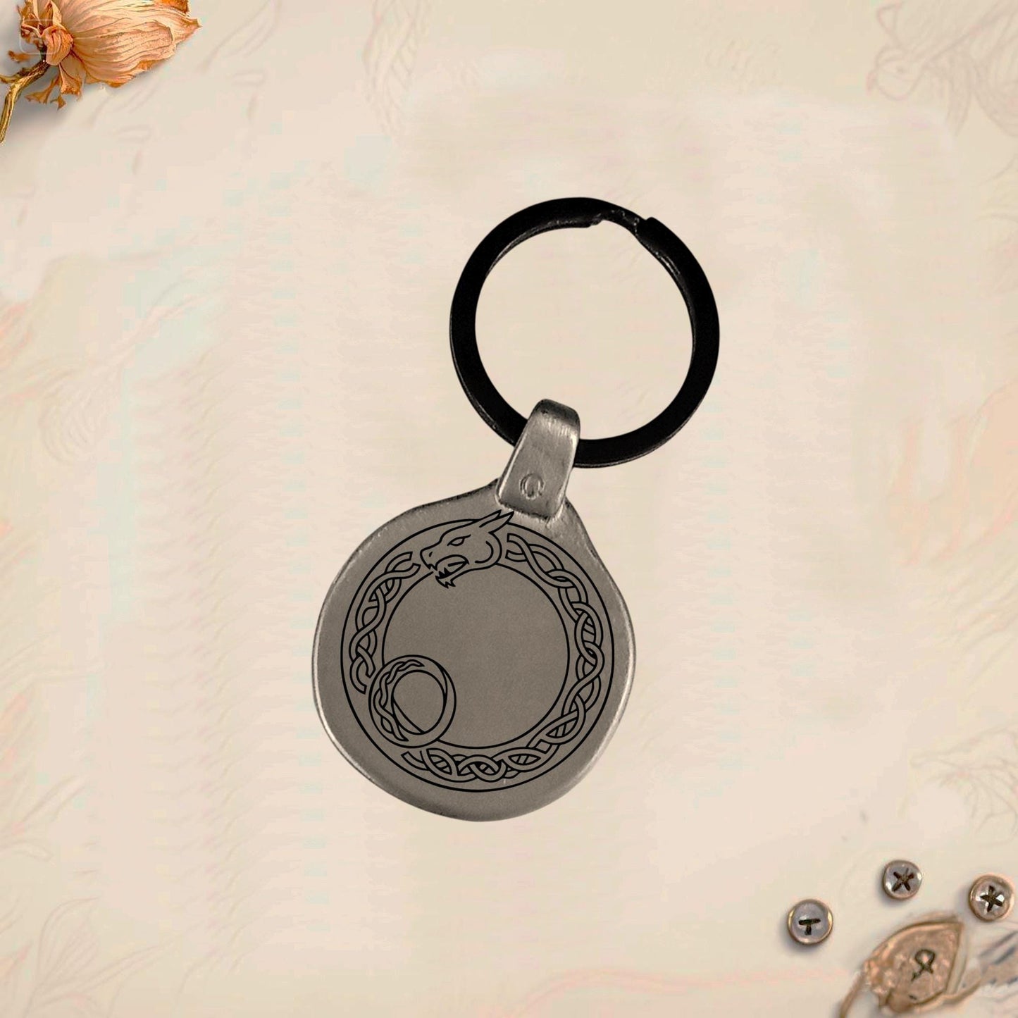 Vintage Celtic Symbol Keychain C29 - Handmade Zinc Amulet