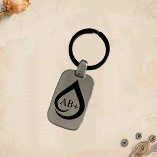 Blood Type Keychain GSR | Personalized Engraved Rectangular Metal