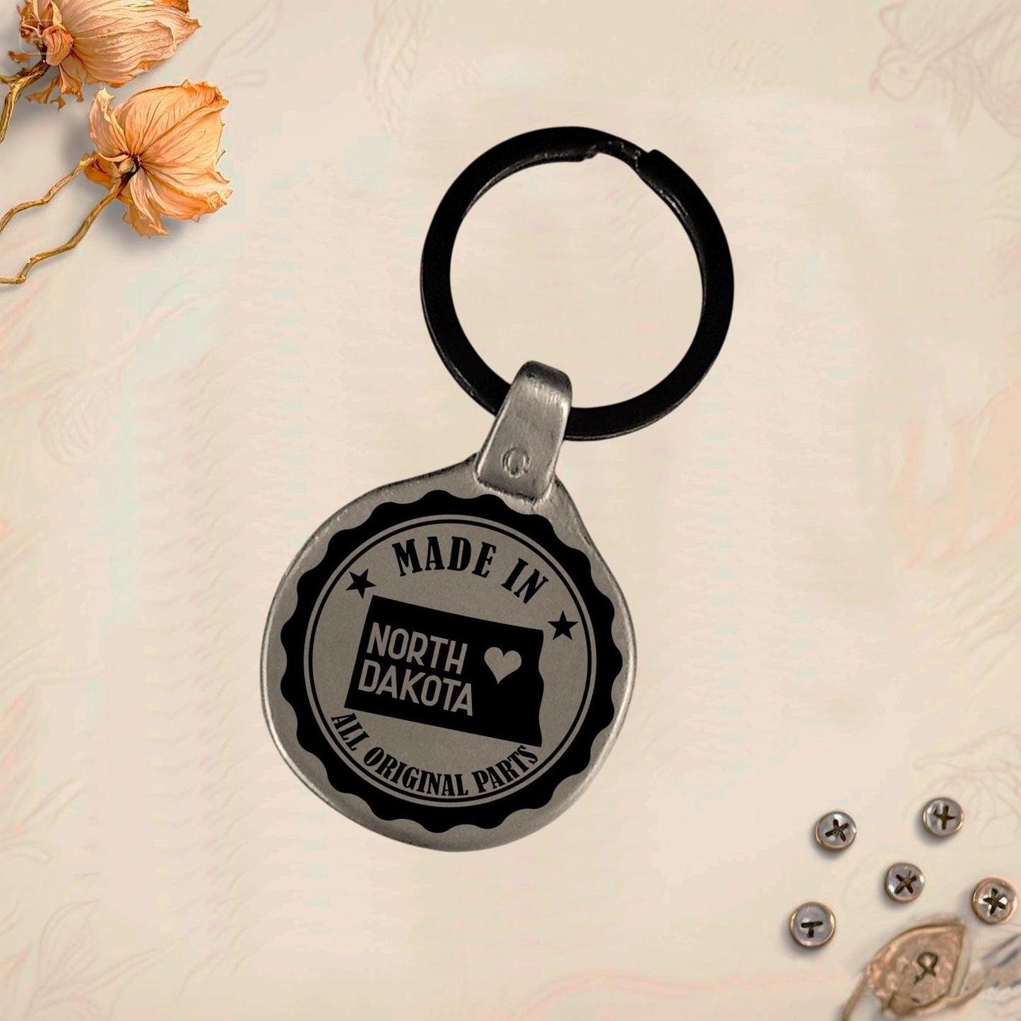 Vintage USA Keychain North Carolina North Dakota Ohio Oklahoma | Engraved