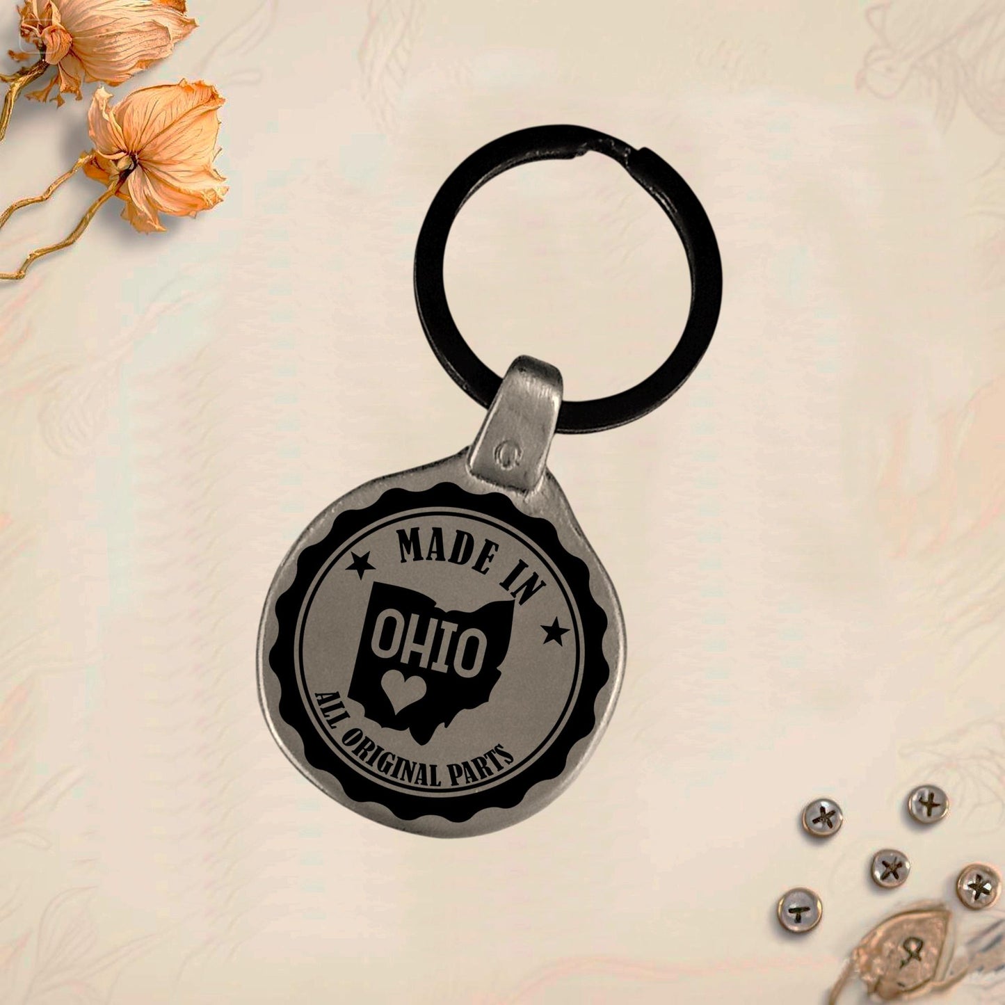 Vintage USA Keychain North Carolina North Dakota Ohio Oklahoma | Engraved