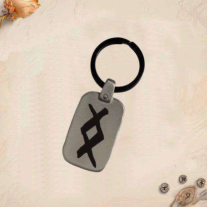 Vintage Celtic Symbol Keychain C26 - Handmade Rectangular Zinc Amulet