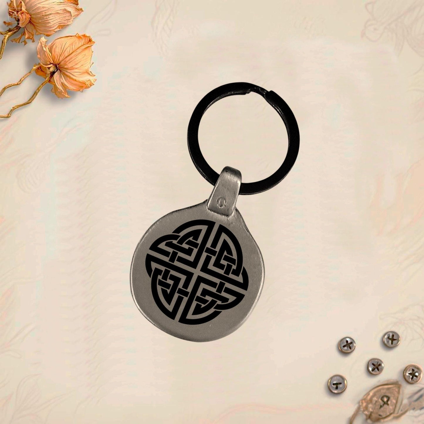 Vintage Celtic Symbol Keychain C12 - Handmade Zinc Amulet