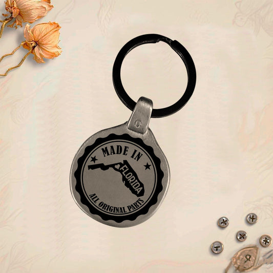 Llavero Vintage de los Estados de Florida, Georgia, Hawaii, Idaho. Graba tú nombre. Regalo Ideal.