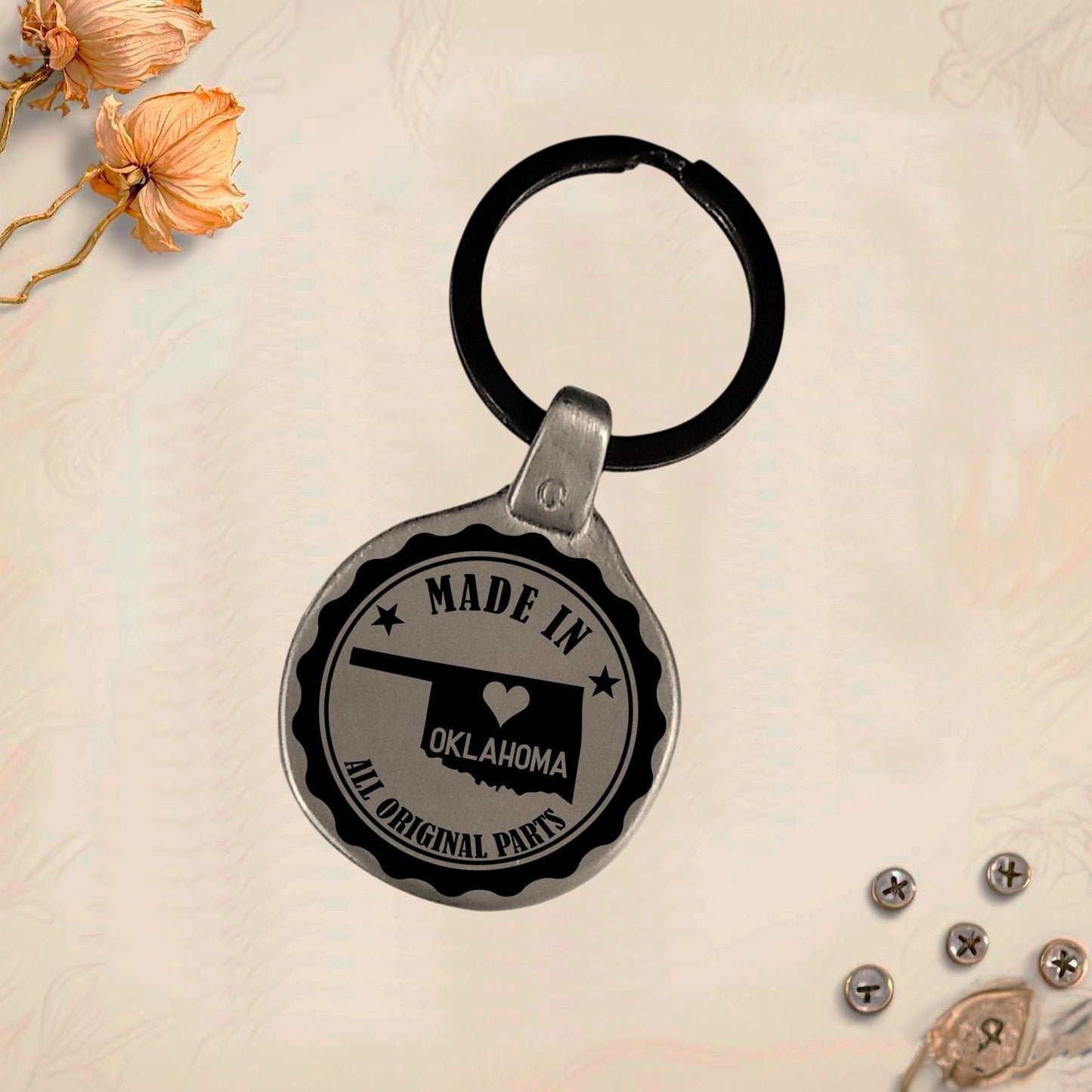 Vintage USA Keychain North Carolina North Dakota Ohio Oklahoma | Engraved