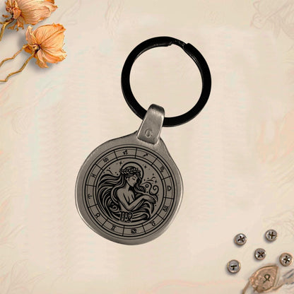 Personalized Virgo Zodiac Keychain | Engraved Metal