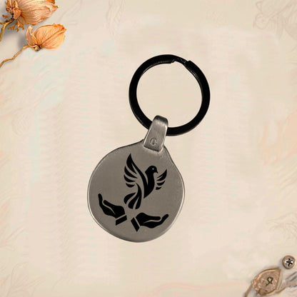Christian Religion Keychain P01 | Vintage Engraved Circular Metal