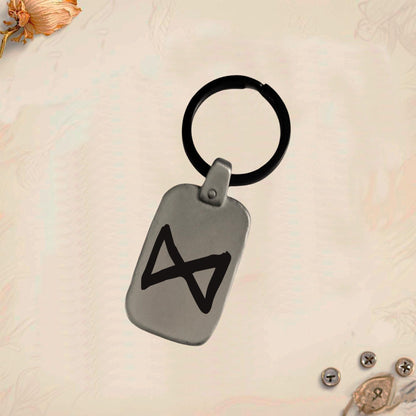 Vintage Celtic Symbol Keychain C26 - Handmade Rectangular Zinc Amulet