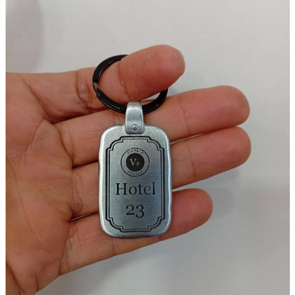 Hotel Room Keychain MR1 | Custom Engraved Logo & Text Zinc Metal