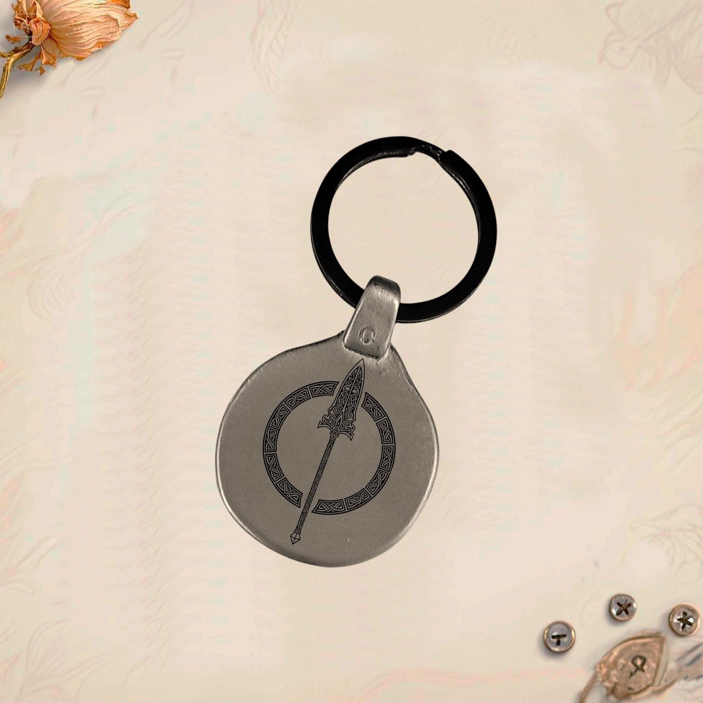 Vintage Celtic Symbol Keychain C27 - Handmade Zinc Amulet
