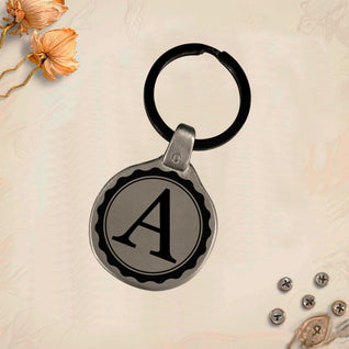 Vintage Letter Keychain A B C D E F | Engraved Metal Initial