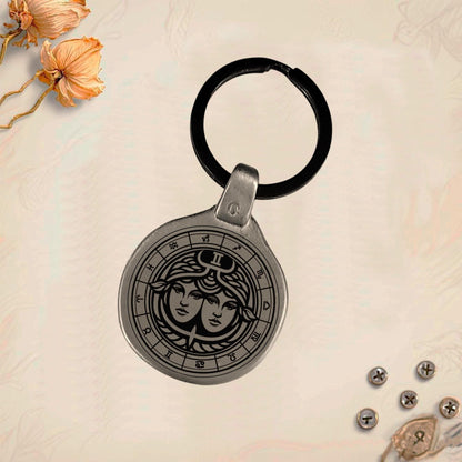 Personalized Gemini Zodiac Keychain | Engraved Metal