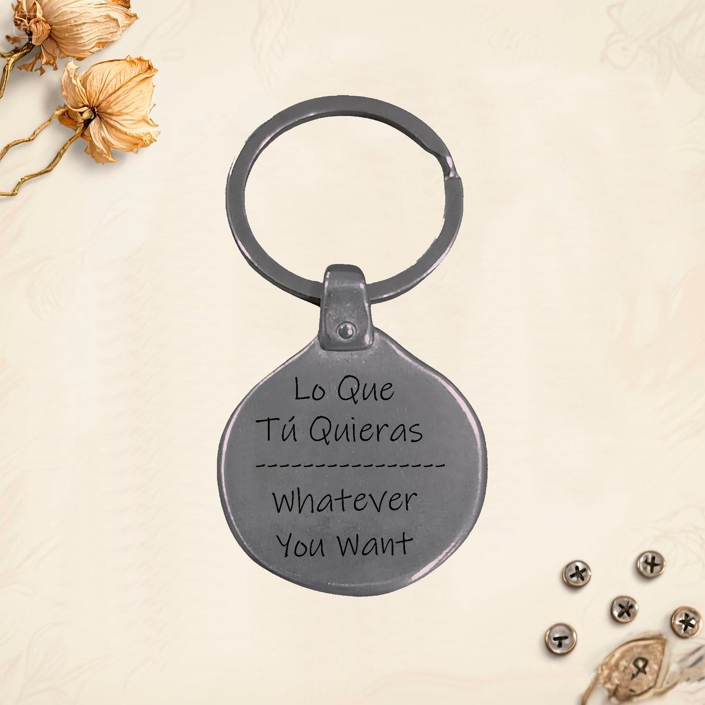 MV1 Llavero o Colgante para grabar imagen personalizada en placa de metal circular.