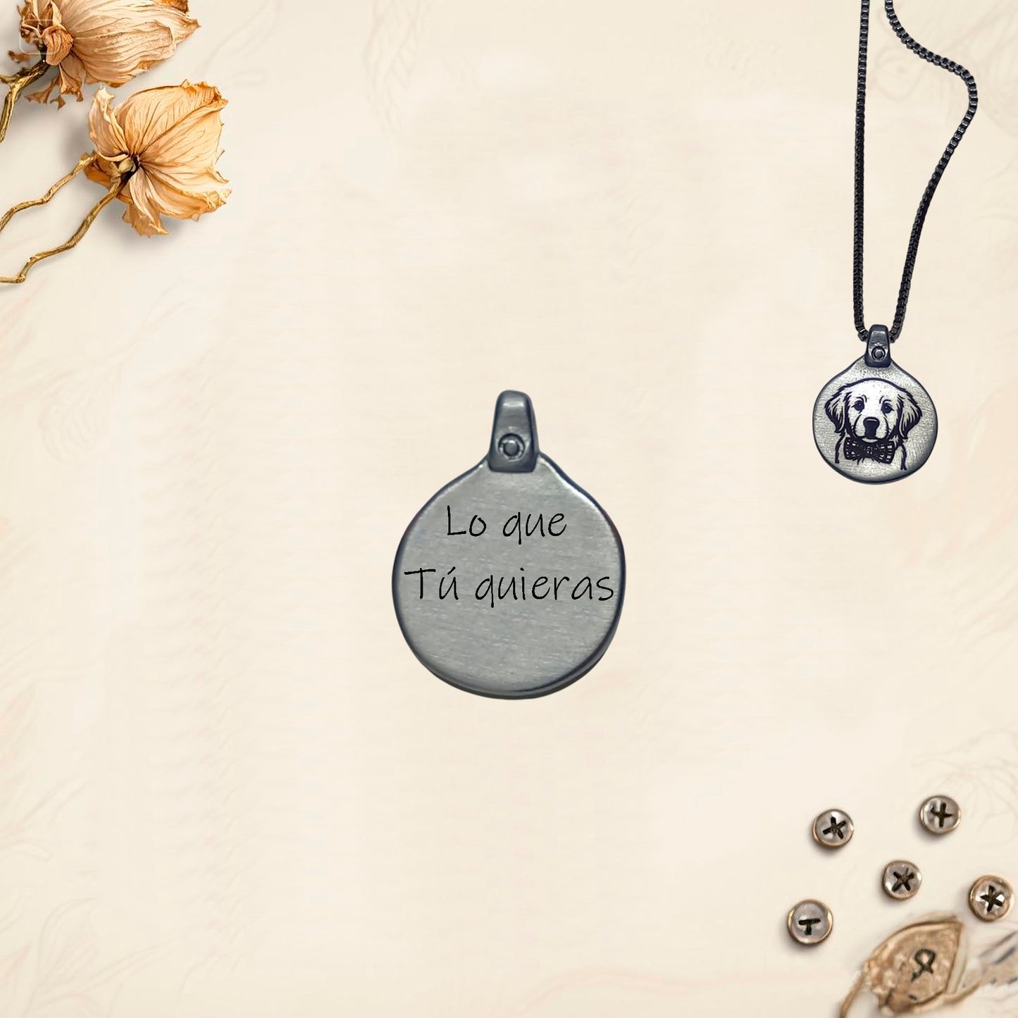 MV4 Colgante para grabar imagen personalizada en placa de metal circular.