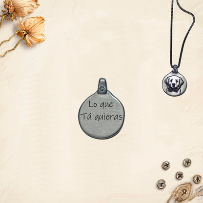 MV4 Colgante para grabar imagen personalizada en placa de metal circular.