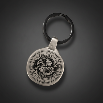 Personalized Pisces Zodiac Keychain | Engraved Metal