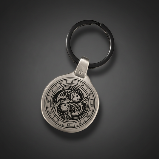 Personalized Pisces Zodiac Keychain | Engraved Metal