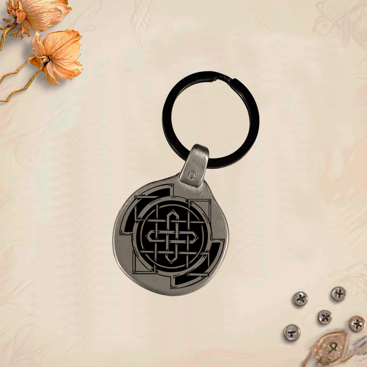 Vintage Celtic Keychain Pack 6 - Handmade Amulet | Engraved Metal