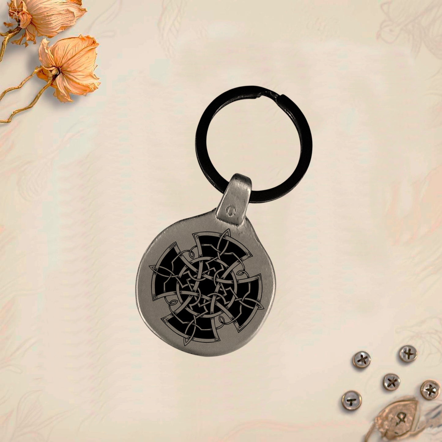 Vintage Celtic Keychain Pack 7 - Handmade Amulet | Engraved Metal