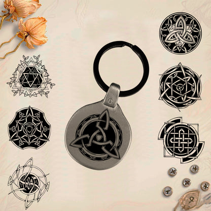 Vintage Celtic Keychain Pack 6 - Handmade Amulet | Engraved Metal