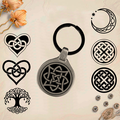 Vintage Celtic Keychain Pack 9 - Handmade Amulet | Engraved Metal