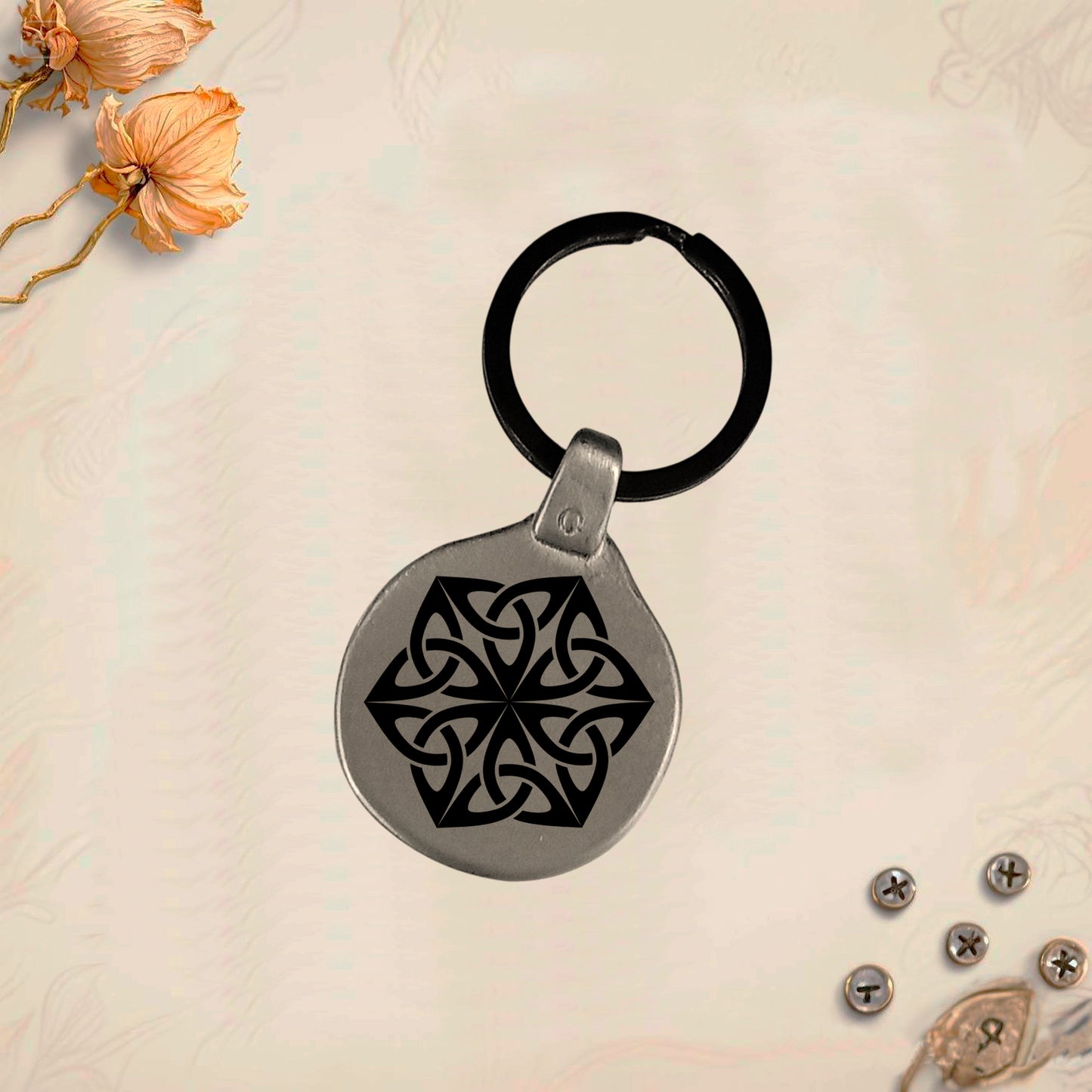 Vintage Celtic Keychain Pack 10 - Handmade Amulet | Engraved Metal