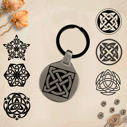 Vintage Celtic Keychain Pack 10 - Handmade Amulet | Engraved Metal
