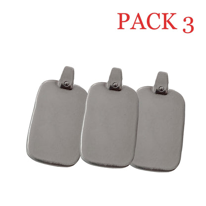 Blank Metal Keychain Bases Pack 3 | Rectangular Zinc Plates for Engraving