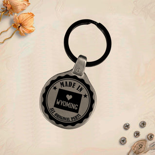 Vintage USA Keychain West Virginia Wisconsin Wyoming | Engraved Metal