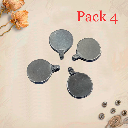 Bases Pack 4 metal en blanco Vintage para grabar en placa de metal circular. Modelo retro único.