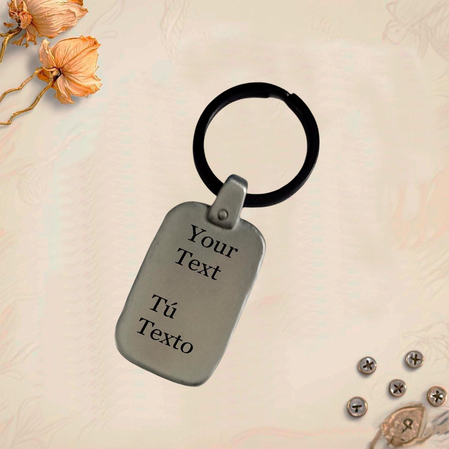 Custom Photo Keychain VK2 | Personalized Vertical Engraved Metal Pendant