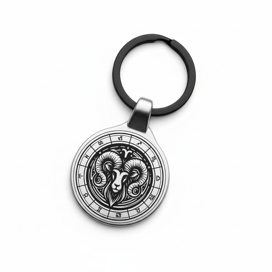 Personalized Aries zodiac keychain premium engraved metal professional photography